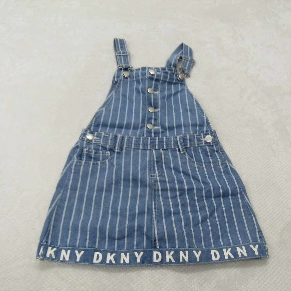 DKNY Girls Over All Skirt Size 10 Blue White Stripe Casual Preppy
